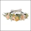 Smyckeshårklämmor Barrettes Justerbar handgjorda blommiga kronor Colorf Flower Wreath With Ribbon Garland Wedding Po Props Drop Delivery 2021