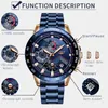 Lige бизнес мужские часы роскошный бренд синий из нержавеющей стали наручные часы хронографы военные кварцевые часы Relogio Masculino 210329