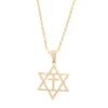 Colliers avec pendentif étoile de David pour hommes, en acier inoxydable, tendance, croix Megan David, hexagramme juif, chaîne, bijoux