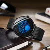 Men Watch Fashion CRRJU Men's Blue Ultra-thin Mesh Strap WristWatch Retro Hollow Flower Cool Casual Waterproof Men Watch 210517