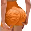 Fitness yoga kort byxor för kvinnor hög midja skinka push up höft jacquard bubbla fold gym sport shorts kvinna