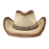 Donna Uomo Moda Retro Vintage Western Cowboy Cowgirl Cappelli di paglia Turchese Cappello estivo da sole Sombreros Hombre Cap