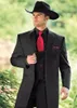 Handsome Mens Suits Wedding Tuxedos Cowboy Western Trim Fit Black Men Groom Formal Wear Wedding Suit Prom Evening Party Blazer 3 Pieces (Jacket+Pants+Vest)