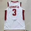 2021 New NCAA College Mississippi State Bulldogs Basketball Jersey 3 D.J. Stewart Jr. Size S-3XL 흑인 화이트