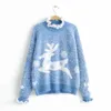 Jocoo Jole Women Loose Christmas Sweater Långärmad Turtleneck Deer Utskrift År Sweater Casual Ruffles Pullover Jumpers 210518