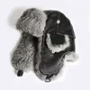 Berets Men Ear Flap echte bont bommenwerper hoed Russische dame echte pet winter warme schapenvacht caps sneeuwhoeden