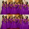 2021 Afryki Purple Syrenka Druhna Dresses One Ramię Sweetheart Tulle Bez Rękawów Sashes Party Wedding Guest Suknie Maid of Honor Dress