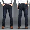 Klassische Stil Herren Schwarz Blau Regular Fit Jeans Business Casual Stretch Denim Hosen Männliche Markenhose 210723