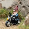 Garden Gnome Ornament Funny Sculpture Decor Old Man with a Motorcycle Statues for Indoor Outdoor Home or Office Creative Gift 210607