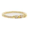 3 pezzi Set perle d'oro di lusso Royal King Crown Dice Charm CZ Bracciale a sfera braccialetti moda uomo braccialetti per uomo Jewelry301U