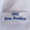 Greg 31 Maddux Vintage Jersey 1995 WS Cinza Branco Azul Bebê Pinstripe Player Cooperstown Pullover Hall Of Fame Patch Size S-3XL