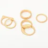 Anneaux de mariage 6pcs Vintage Gold Ring Set pour femmes Mode Géométrique Plain Knuckle Empilable Bijoux Cadeau de Noël