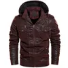 Men039S fur sztuk faux z kapturem Wodoodporny wiatraka Retro Plus Velvet Pu Coat Hombre Motorcycle Jerogi Man Size6045428