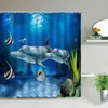 Ocean Animal Beach Rainbow Parrot Dolphin Palm Tree Sea Scenery Shower Curtain Bath Screen Waterproof Fabric Bathroom Curtains 211116