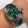 Orologio classico Orologio da uomo con diamanti color caramello Meccanico automatico da 40 mm con lunetta arcobaleno Orologio da polso alla moda aziendale Montre De Luxe