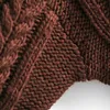 Vintage femme en vrac bordeaux col montant Crochet pull hiver mode dames hauts épais femme décontracté chaud tricots 210515