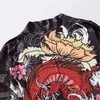 メンズジャケットBebovizi Japan Style Anime Dragon Printed Black Thin Imono Men Japonese Streetwear特大のロッセジャケットカジュアルアウター022023H