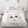 3D Bedding Sets White Duvet Quilt Cover Set Comforter Bed Linen Pillowcase King Queen 140210cm Size Dogs Pet Dog Cat Design 210318711673