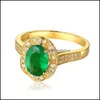 Pierścień Solitaire Biżuteria Pansysen Luksusowy 925 Sterling Sier 8x6mm Oval Emerald Gemstone Dla Kobiet Wedding Cocktail Party Fine Prezenty Y1119