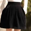 Велюрная минималистская юбка для женской высокой талии Черный Мини Повседневная линия Юбки Женщины Мода Стиль одежды 210521