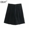 [DEAT] Wiosna Jesień Moda Loose High Waist Solid Color Proste All-Match Women Shorts 13C303 210527