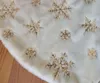 Faux Fur Tree Skirt White Plush Christmas Decoration Sequin Snowflake 48 Inch Holiday Xmas Ornaments