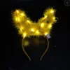 New flashing colorful feather ears hairband 14 lamp luminous rabbit ears headdress factory direct wholesale Led Rave Toy