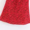 Vintage Boho Frauen Kleid Strand Elegant Mini Kurz Sexy Rot Casual Party Vestidos Koreanische Mode Sommer 210521