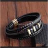 Charm Jewelrykimter Mens Leather Bracelet With Stainless Steel Magnetic Clasp Braided Rope Wrap Fashion Mtilayer Bracelets Bangle Q271Fz Dro