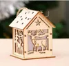 Cabane en rondins de Noël Hangs Kit d'artisanat en bois Puzzle Jouet Maison en bois de Noël avec barre lumineuse à bougie Décorations pour la maison Cadeaux de vacances pour enfants