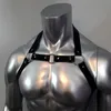 Erótico bdsm bondage arnês de couro masculino falso ajustável corpo peito traje sexy lingerie sutiãs sets293c