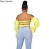 Meren Verado Spring Summer Fashion Street Young Style Tops Women Strapless Backless Sexy Bow Shape Tees 211116
