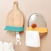 Hooks & Rails Kitchen Hanging Hook With Lid Holder Wall Mounted Adhesive Utensil Towel Hanger Tools Storage Accessories Sale