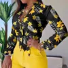 Summer 2 Piece Sets Elegant Floral Print Long Sleeve and Shorts Set Women's Office Suit with High Waist Shorts Outfits 210619