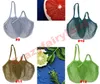 Grocery Bags Reusable Cotton Mesh Kitchen Storage String Short Handle Net Tote Shopping Portable Fruit Vegetable Bag 18Colors
