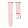 Correias de designer Apple Watch Strap Band Couro de letra dupla 44/42/40/38 MM Adequado para Apple Watch 6 Se 5 4 3 2 1 10color G21120104XS