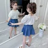 Kids Clothes Lace Blouse + Denim Skirt Girl Casual Style Costume For Summer Children's Set 210528