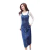 Single Breasted Denim Suspender Overalls Kleider Kleider Sommer High Street Pocket Vintage Weste Women Casual Robe Femme Jean 210604