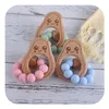 Baby Teether DIY Silicone wooden Avocado Teethers Cartoon Wood Teething Ring Chewable Toys Soother Infant Feeding M3498