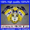 Carenature per stampi ad iniezione per DUCATI 749-999 749S 999S 749 999 Carrozzeria giallo blu caldo 03-06 15No.8 749 999 S R 03 04 05 06 749R 999R 2003 2004 2005 2006 Kit corpi OEM