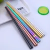 Banhado ouro brilhante chopsticks aço inoxidável 7 cores restaurante antiderrapante pauzinhos durável cozinha mesa colorida bh5024 tyj