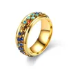 Geometrische Luxus Boho Rainbow Cubic Zirkonia Ring Für Frauen Charme Gold Farbe Kristall Ringe Feine Party Hochzeit Schmuck