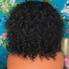 Brasileiro Kinky Curly Human Human Wigs com Bangs Curto Funmi Crochet Curls Remy Lace Front Wig para mulheres negras 130% Densi