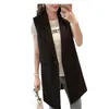 Women's Vests Classic Black Long Vest Women Elegant Suit Spring Autumn Sleeveless Jackets Outerwear Office Lady Slim Waistcoat Y305