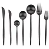 Matte Svart Silverware PatureWare Dinnerware 304 Rostfritt Stål Bestick Kniv Fork Sked Borning