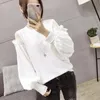 Women's Hoodies & Sweatshirts VSUE Women Pink Mesh Patchwork O Neck Puff Sleeve Pullovers H0056