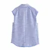 Za Women Fashion Tweed Plaid Coat Gilet allentato Risvolto senza maniche Usura esterna Gilet femminile e pantaloncini a vita alta 210602