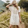 summer sexy dress women white positioning flower doll floral short sleeve mini Beach vintage vestidos 210508