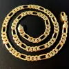 Necklace Chain Real 18 k Yellow G F Gold Solid Fine Stamep 585 Hallmarked Men's Figaro Bling Link 600mm 8mm251e