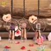 2ML Natural Pink Roses White Amethysts Quartz Crystal Perfume Essential Oil Diffuser Roll On Bottle Pendant Necklace Women Gift 210929